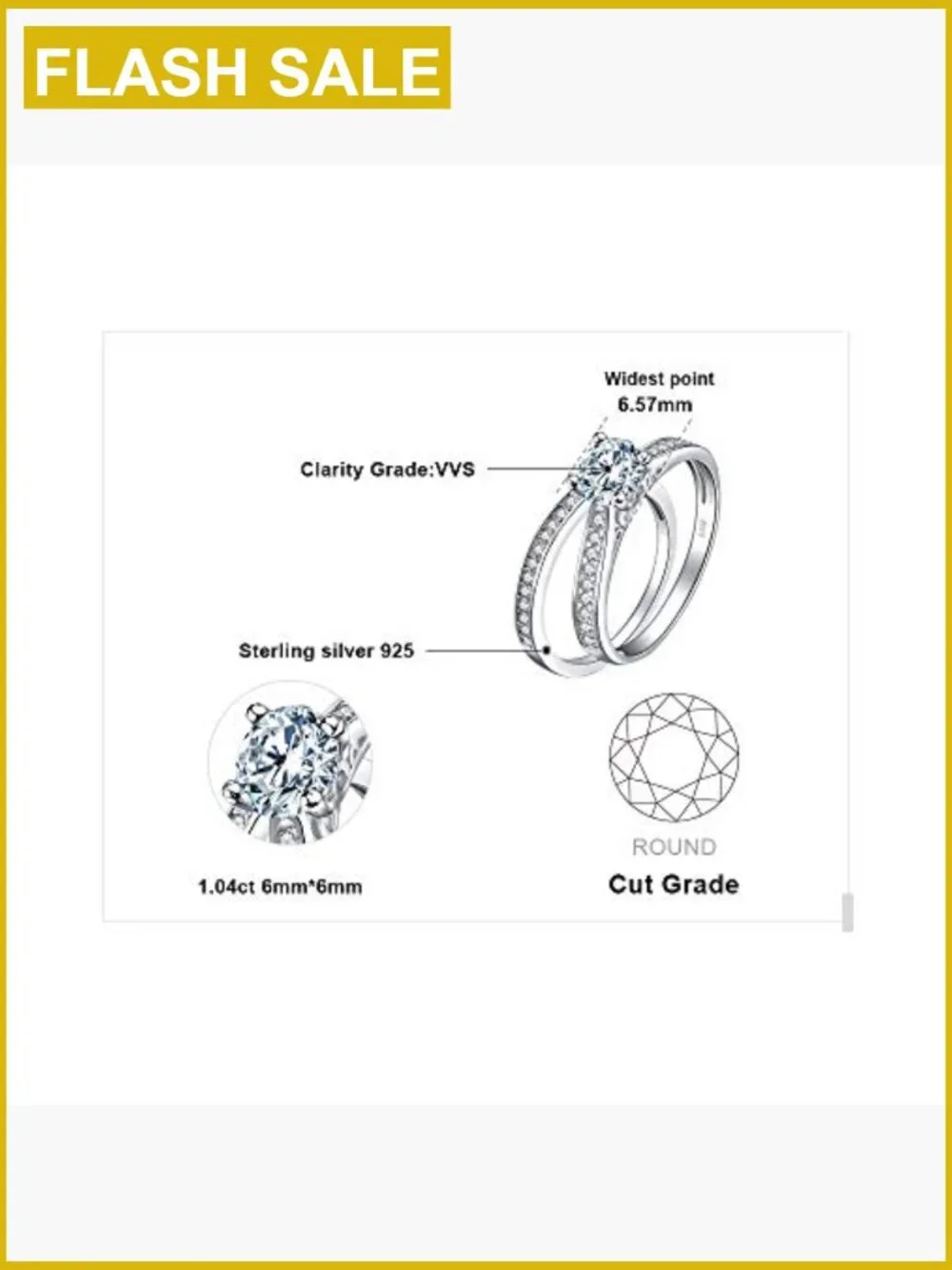 1ct Simulated Diamond Engagement Ring Set, Sterling Silver Cubic Zirconia